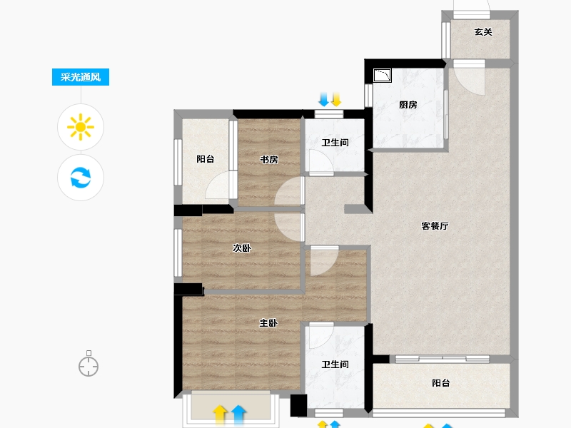 广东省-广州市-绿地珑�h府-78.58-户型库-采光通风