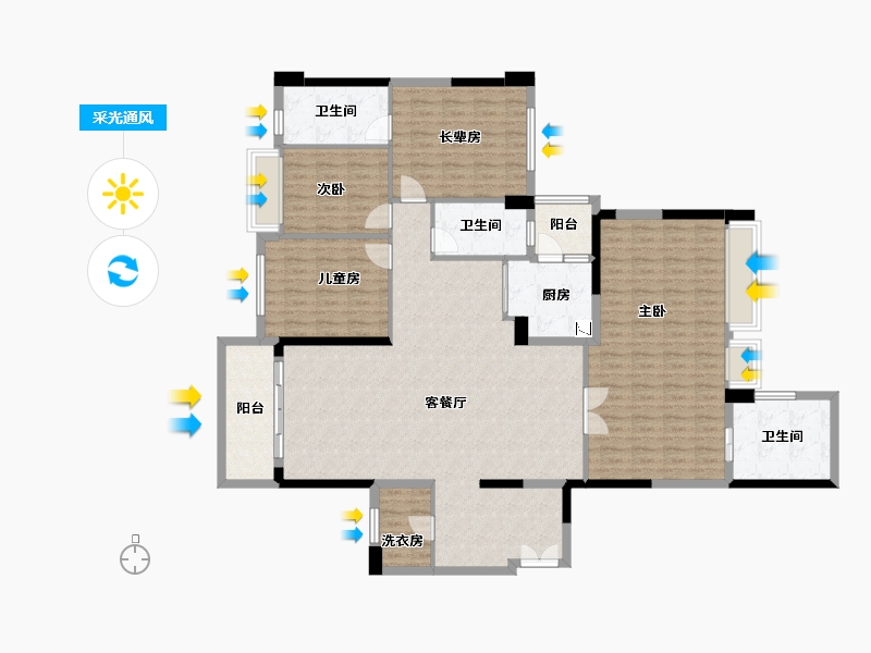 黑龙江省-鹤岗市-宝能城-164.02-户型库-采光通风