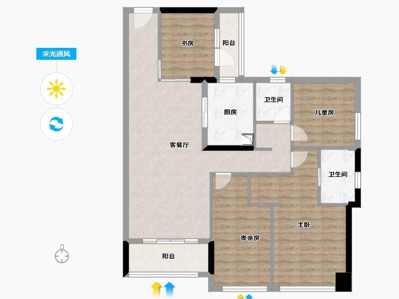 黑龙江省-鹤岗市-宝能城-98.17-户型库-采光通风