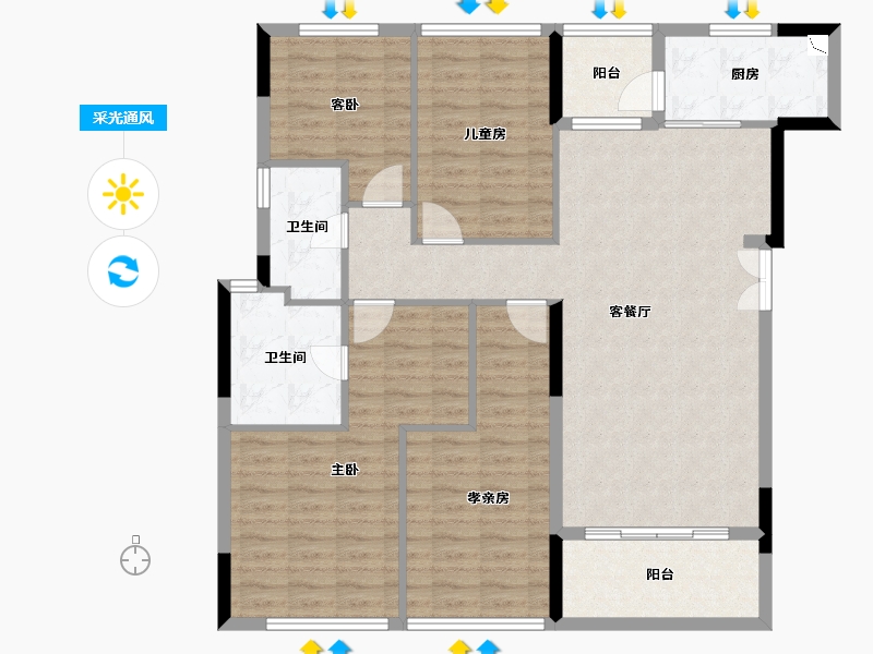 黑龙江省-鹤岗市-宝能城-114.46-户型库-采光通风