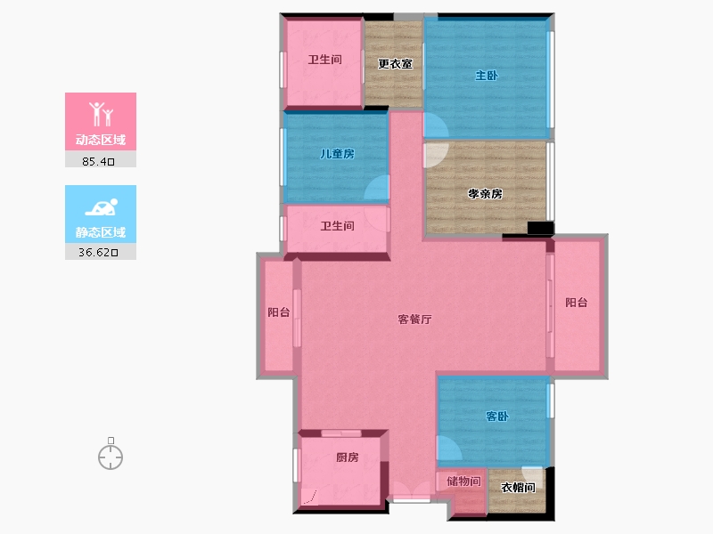 黑龙江省-鹤岗市-宝能城-129.64-户型库-动静分区