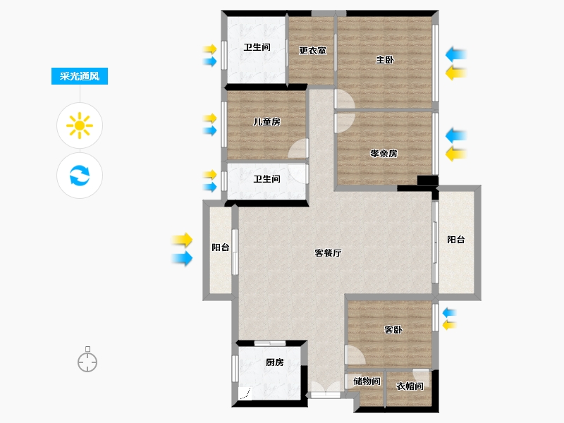 黑龙江省-鹤岗市-宝能城-129.64-户型库-采光通风