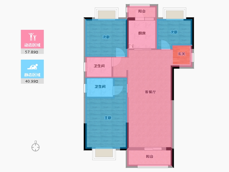 湖北省-武汉市-碧桂园十里春风-88.44-户型库-动静分区