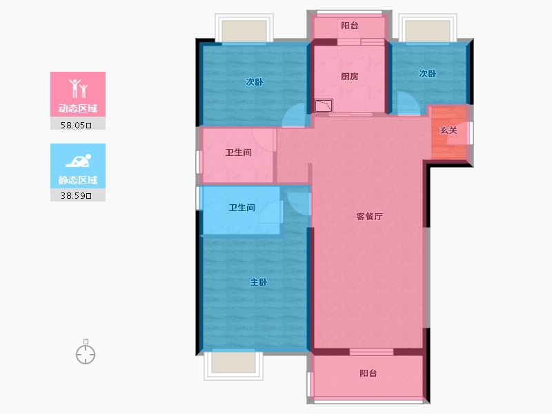 湖北省-武汉市-碧桂园云境-86.22-户型库-动静分区