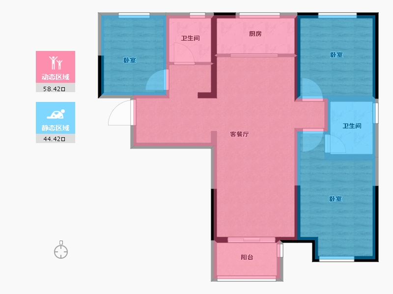 天津-天津市-基�I世�p-91.38-户型库-动静分区