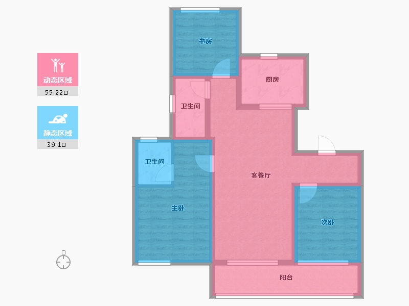 山东省-济南市-龙湖春江彼岸-83.59-户型库-动静分区