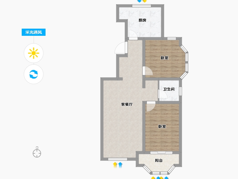 天津-天津市-基�I世�p-76.25-户型库-采光通风