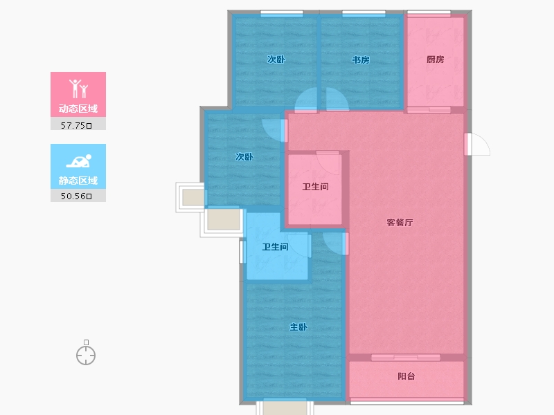 山西省-晋中市-雅园-96.97-户型库-动静分区