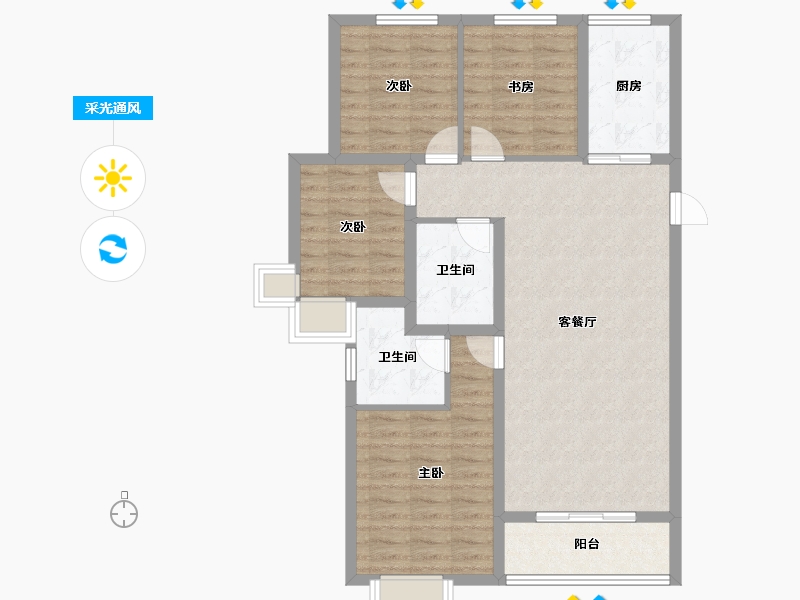 山西省-晋中市-雅园-96.97-户型库-采光通风