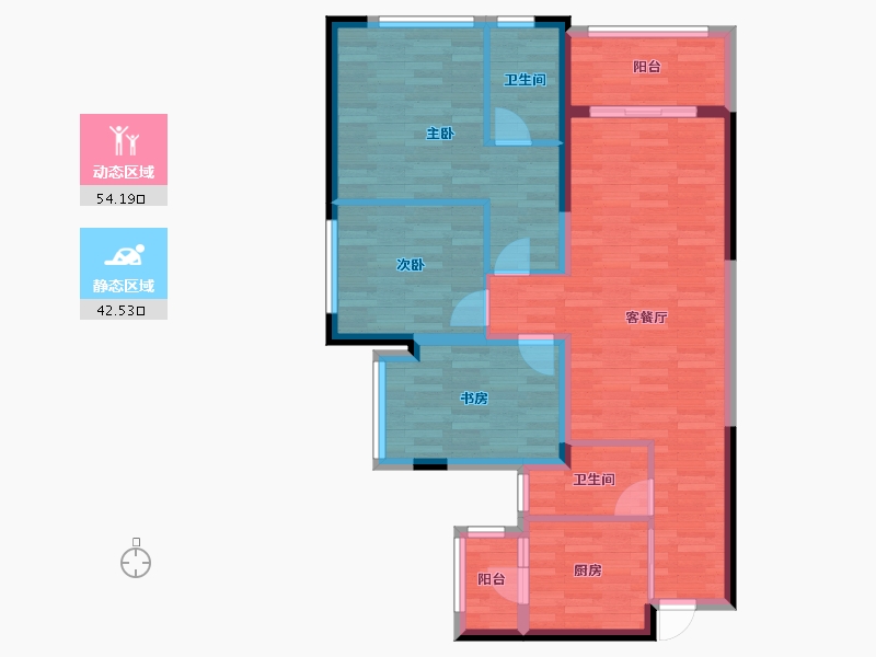 重庆-重庆市-万科重庆天地-86.33-户型库-动静分区