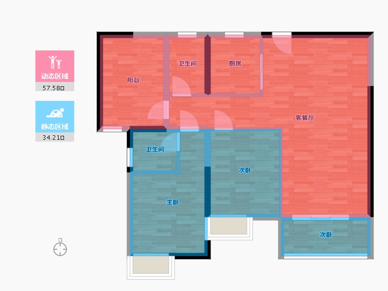 广东省-江门市-中梁旭辉壹号院-82.37-户型库-动静分区