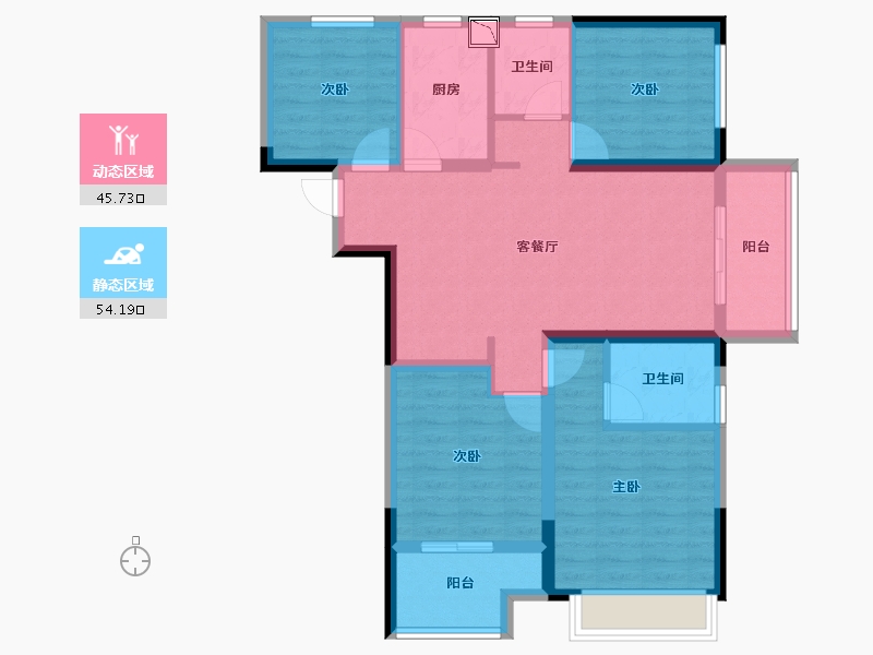 河南省-郑州市-绿都澜湾-88.48-户型库-动静分区