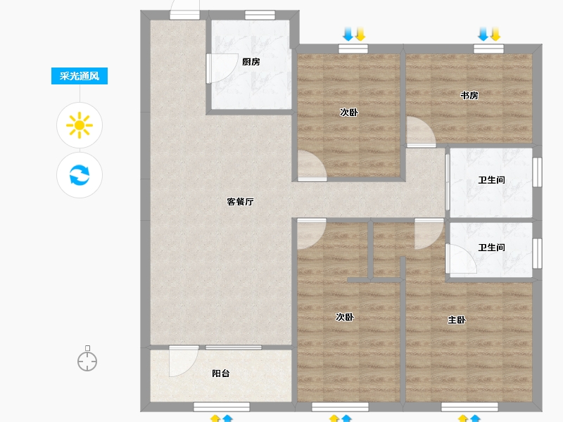 辽宁省-沈阳市-五矿·沈河金城-95.02-户型库-采光通风