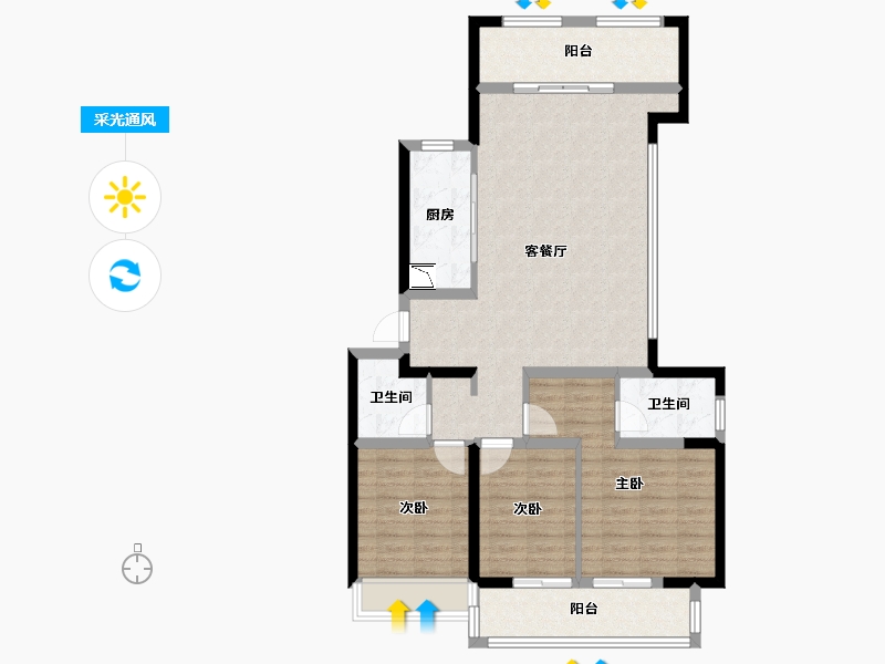 河南省-郑州市-绿都东澜岸-98.69-户型库-采光通风