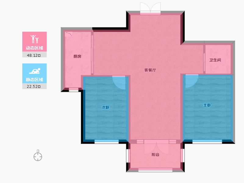 黑龙江省-哈尔滨市-鑫丰云筑-63.25-户型库-动静分区