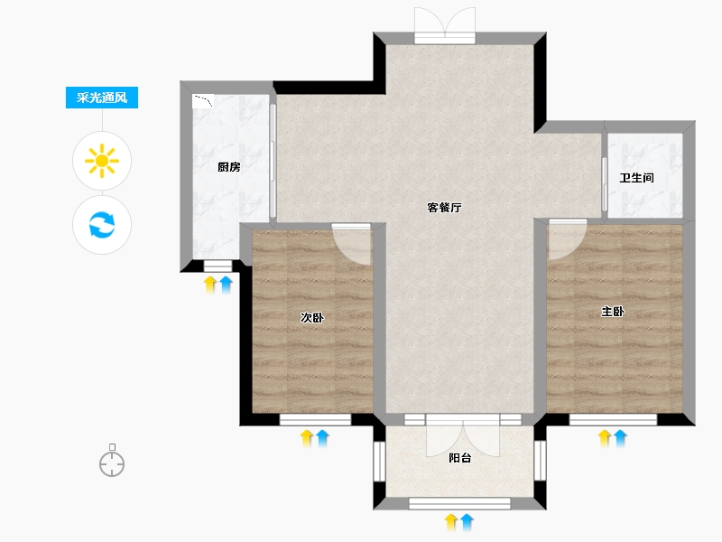 黑龙江省-哈尔滨市-鑫丰云筑-63.25-户型库-采光通风