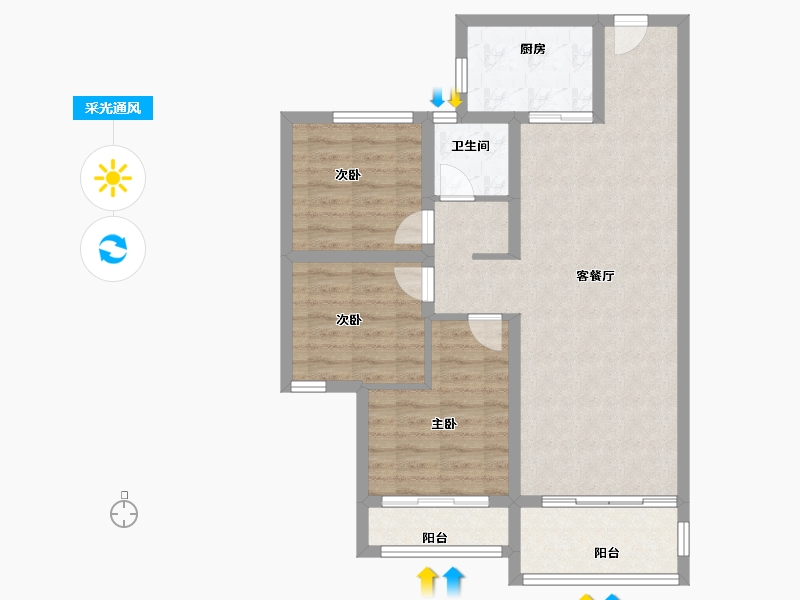 湖南省-长沙市-北辰中央公园-78.00-户型库-采光通风