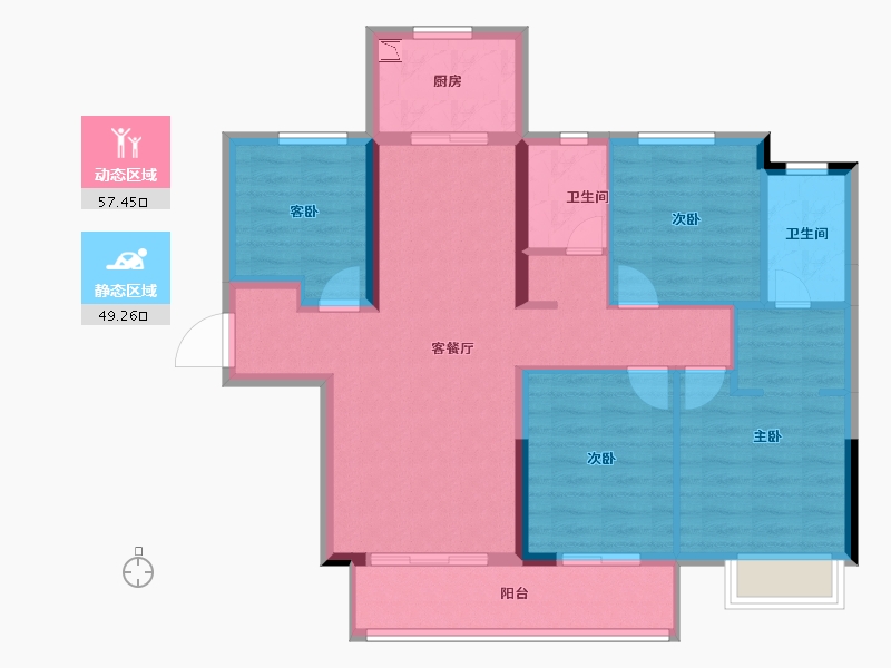 湖南省-长沙市-梅溪悦章-95.32-户型库-动静分区