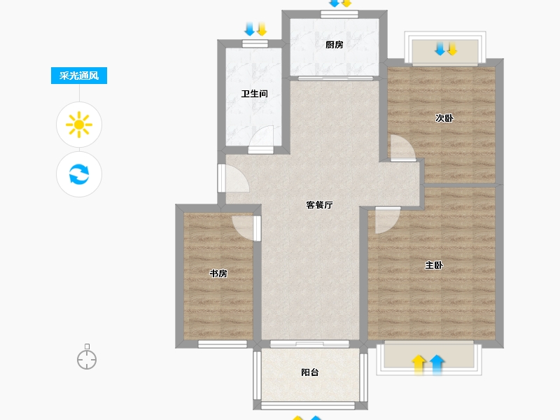 安徽省-滁州市-颐高唐宁府-82.71-户型库-采光通风