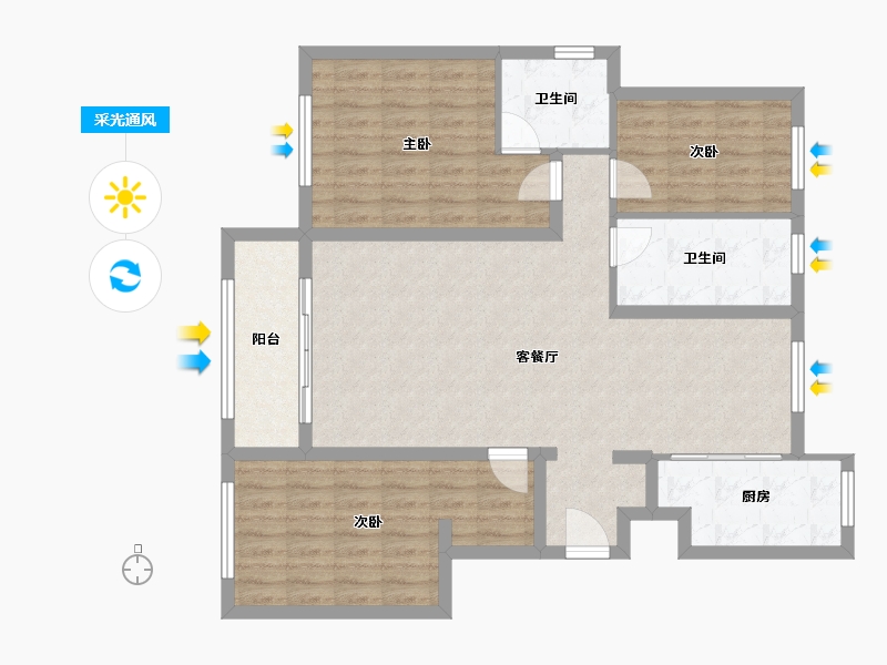 天津-天津市-融创御园-100.77-户型库-采光通风