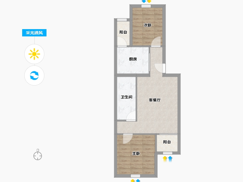 北京-北京市-天桥南里-54.06-户型库-采光通风