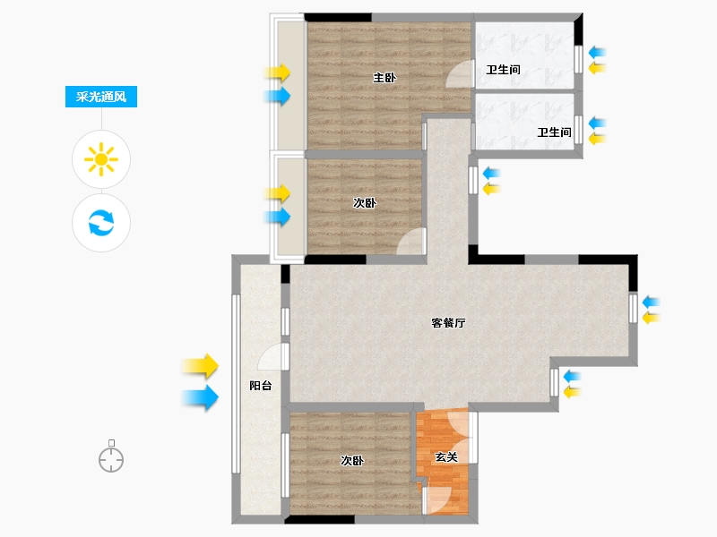 吉林省-吉林市-中海铂悦公馆-99.40-户型库-采光通风