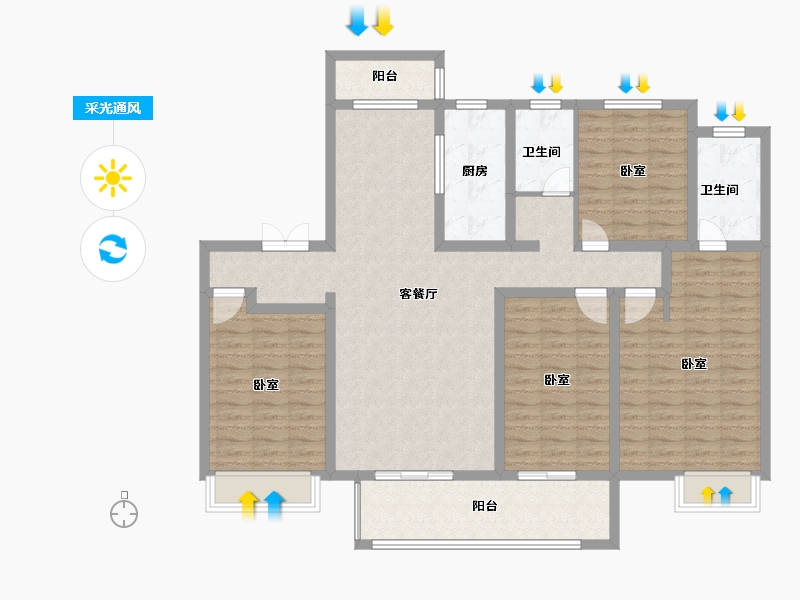 河南省-平顶山市-舞钢建业・通和府-132.08-户型库-采光通风