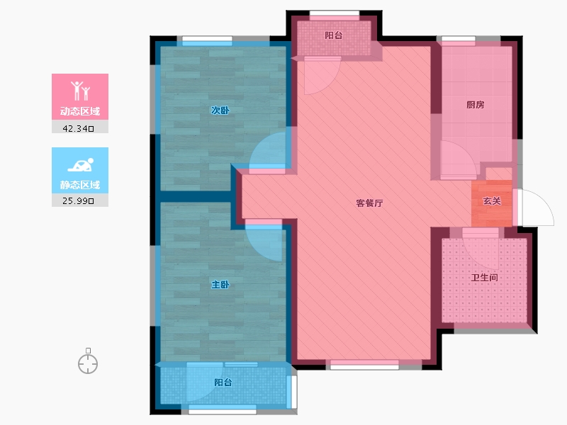 天津-天津市-天房天辰世纪-58.68-户型库-动静分区