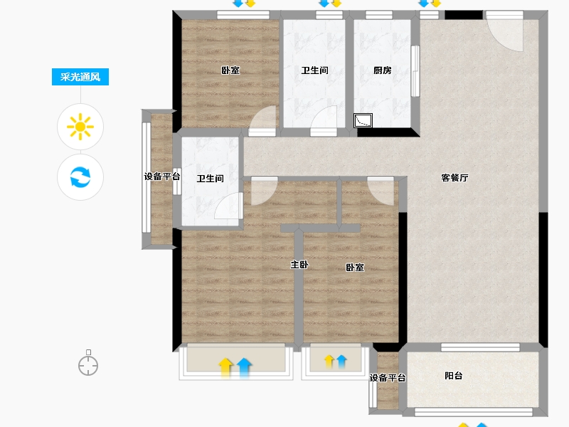 河南省-许昌市-融创・观河宸院-103.28-户型库-采光通风