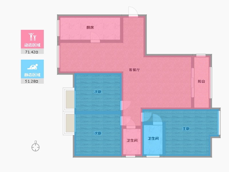 陕西省-西安市-泾渭国际城-108.88-户型库-动静分区