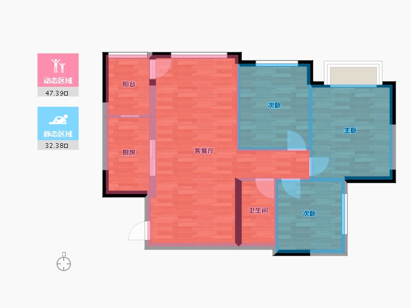 四川省-泸州市-鸿通翡翠滨江-71.96-户型库-动静分区