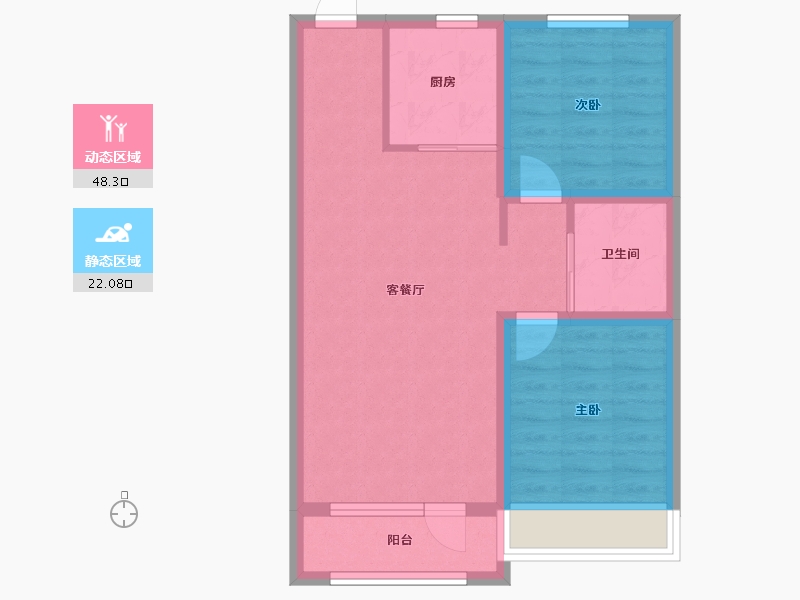 吉林省-延边朝鲜族自治州-融城樾府-62.54-户型库-动静分区