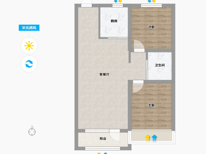 吉林省-延边朝鲜族自治州-融城樾府-62.54-户型库-采光通风