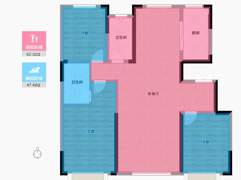 辽宁省-鞍山市-公园墅-98.24-户型库-动静分区