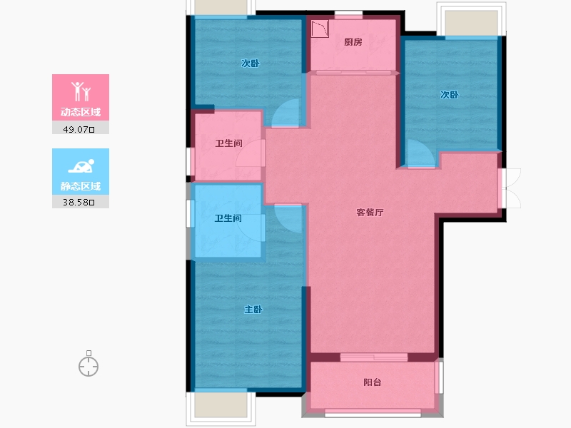 湖北省-武汉市-地铁盛观尚城-78.37-户型库-动静分区