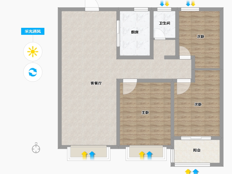 山东省-聊城市-学府新城-102.51-户型库-采光通风