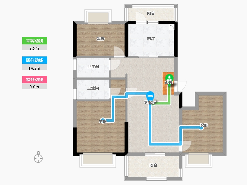 湖南省-岳阳市-碧桂园-88.55-户型库-动静线