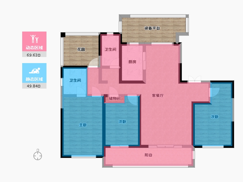 甘肃省-天水市-秦都・悦榕湾-124.38-户型库-动静分区