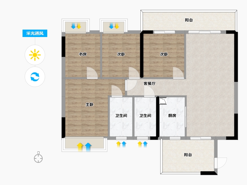 广西壮族自治区-南宁市-中房翡翠时光-103.35-户型库-采光通风