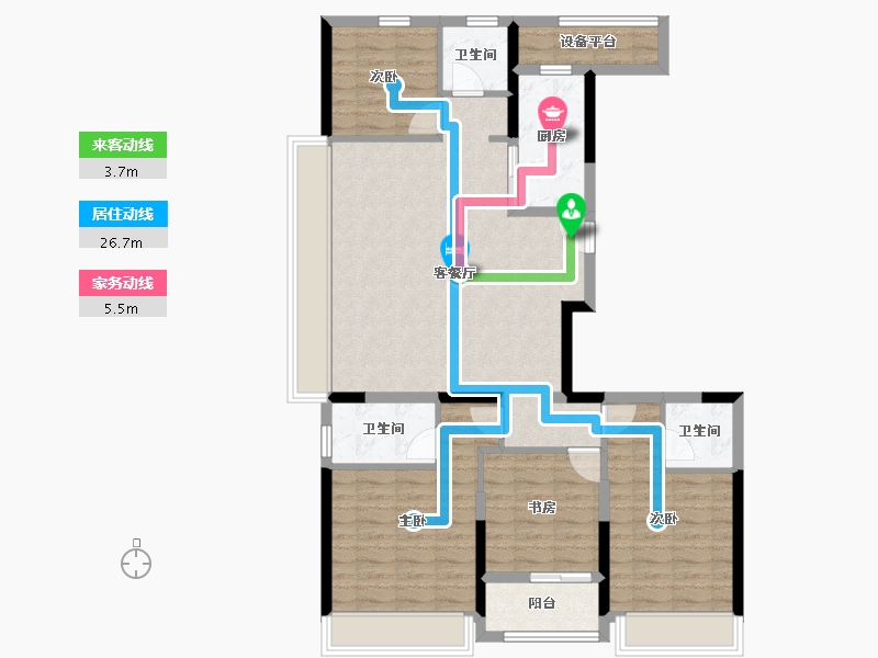 浙江省-杭州市-华润幸福里-104.84-户型库-动静线