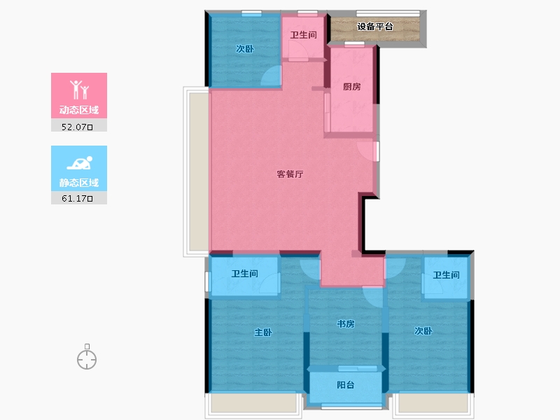 浙江省-杭州市-华润幸福里-104.84-户型库-动静分区