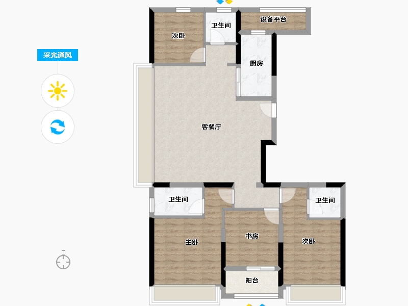 浙江省-杭州市-华润幸福里-104.84-户型库-采光通风