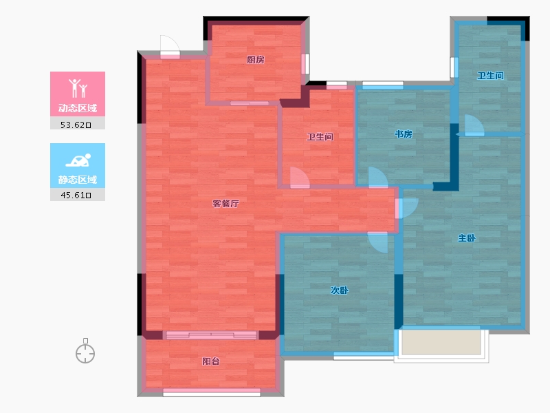 浙江省-嘉兴市-阳光城中山府-88.99-户型库-动静分区