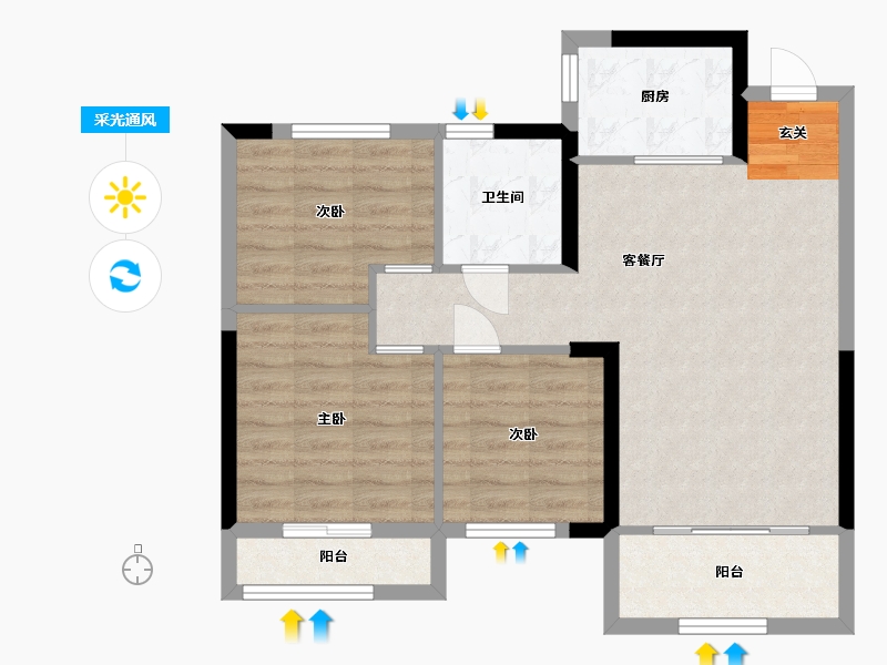 辽宁省-大连市-力标城市首府-72.00-户型库-采光通风