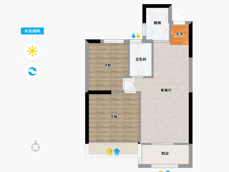 辽宁省-大连市-力标城市首府-58.40-户型库-采光通风