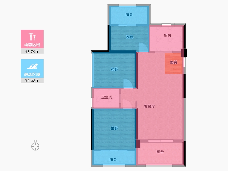 辽宁省-大连市-力标城市首府-76.01-户型库-动静分区