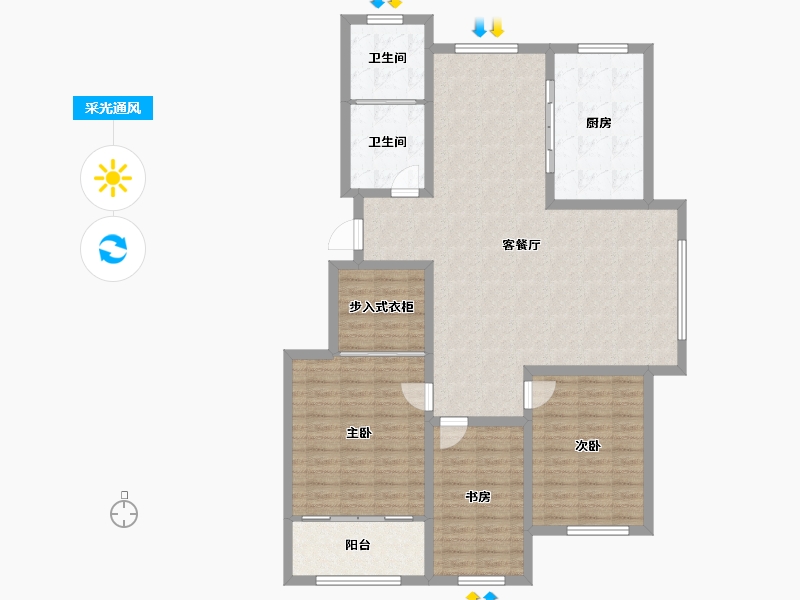 山东省-滨州市-恒基山庄-125.00-户型库-采光通风