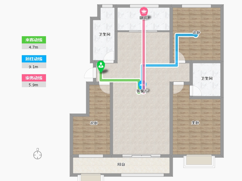 山东省-滨州市-恒基山庄-136.00-户型库-动静线