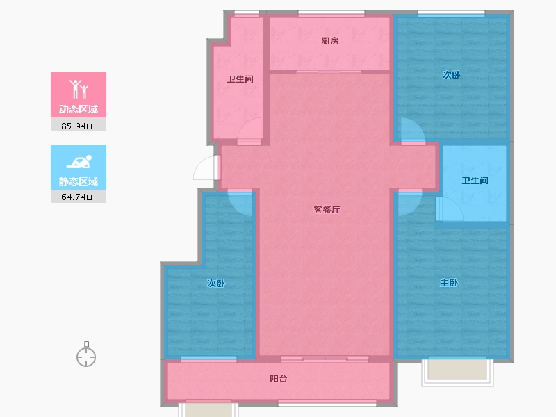 山东省-滨州市-恒基山庄-136.00-户型库-动静分区