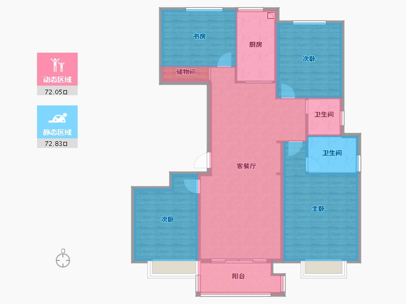 江苏省-无锡市-江阴中梁国宾府-131.73-户型库-动静分区